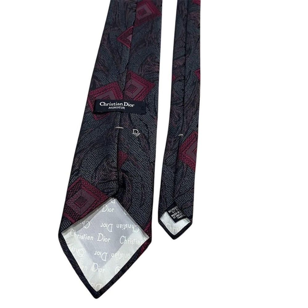 Christian Dior Men's Burgundy Paisley Skinny Tie Designer Classic